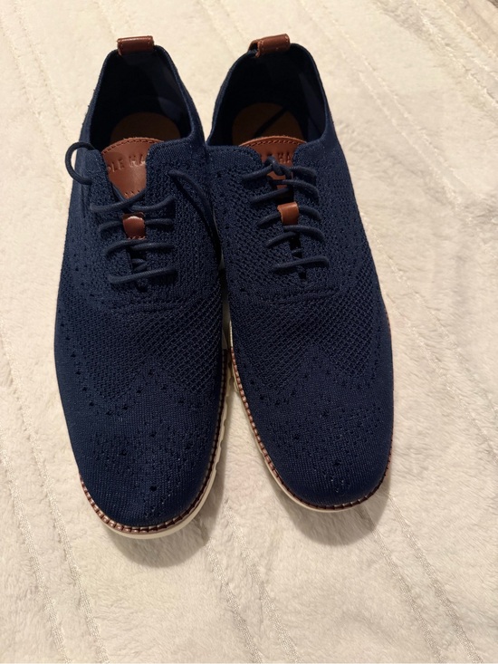 Cole Haan Other - Cole Haan Men's Navy Knit Wingtip Oxford with Brown Accents